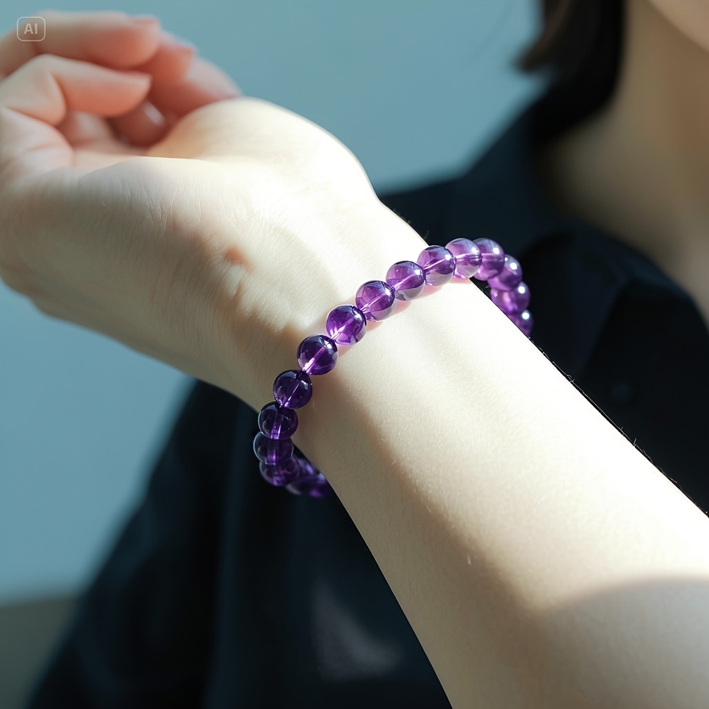 Natural Amethyst Bracelet 10mm Beads